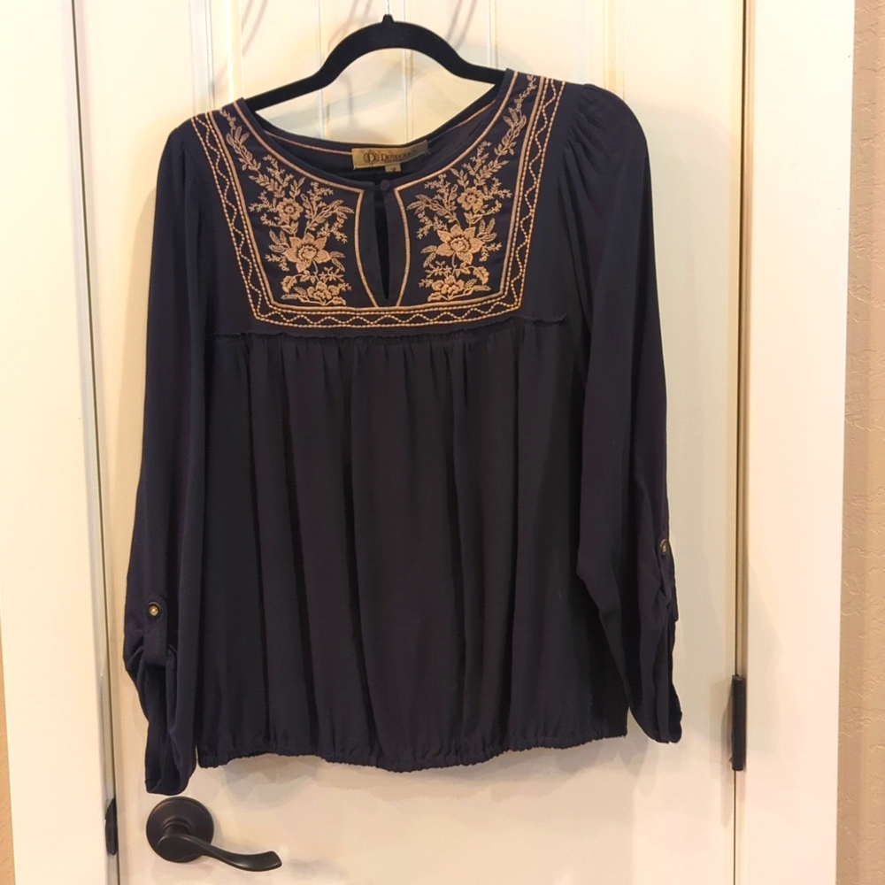 Democracy embroidered top